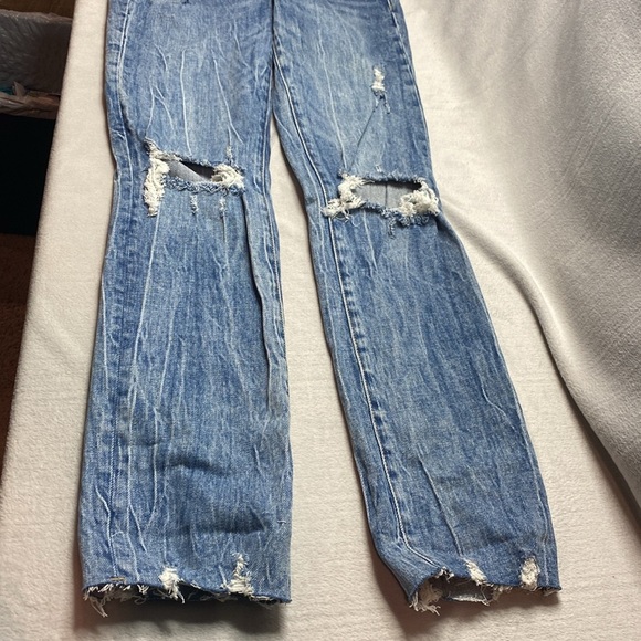 NWT Blank NYC Distressed high rise wide flare blue Jeans size 24 - Picture 10 of 12